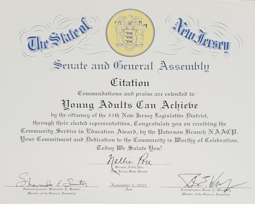 The State of New Jersey Senate and General Assembly Citation